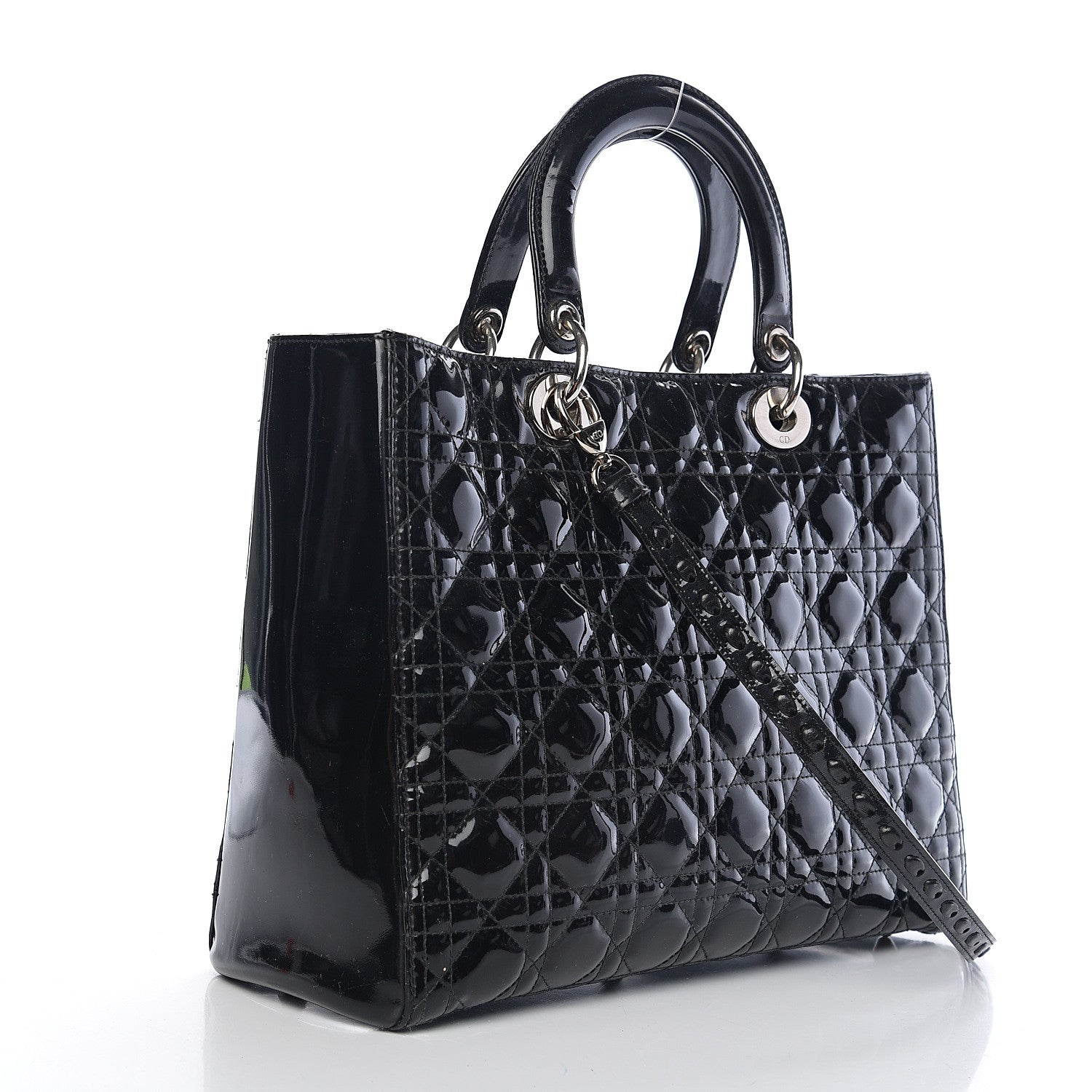 Christian Dior Patent Cannage Large Whipstitch Lady Dior Black 2 of 9