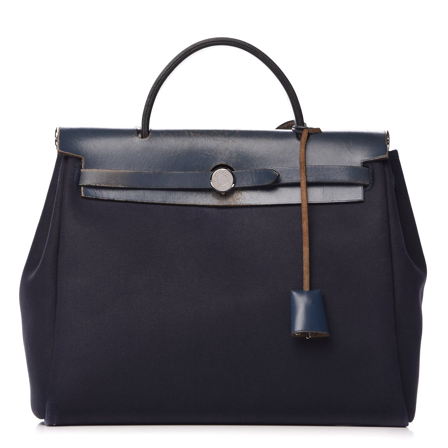 Hermes Toile Vache Calfskin Herbag PM 30 Navy Bleu Natural 1 of 25