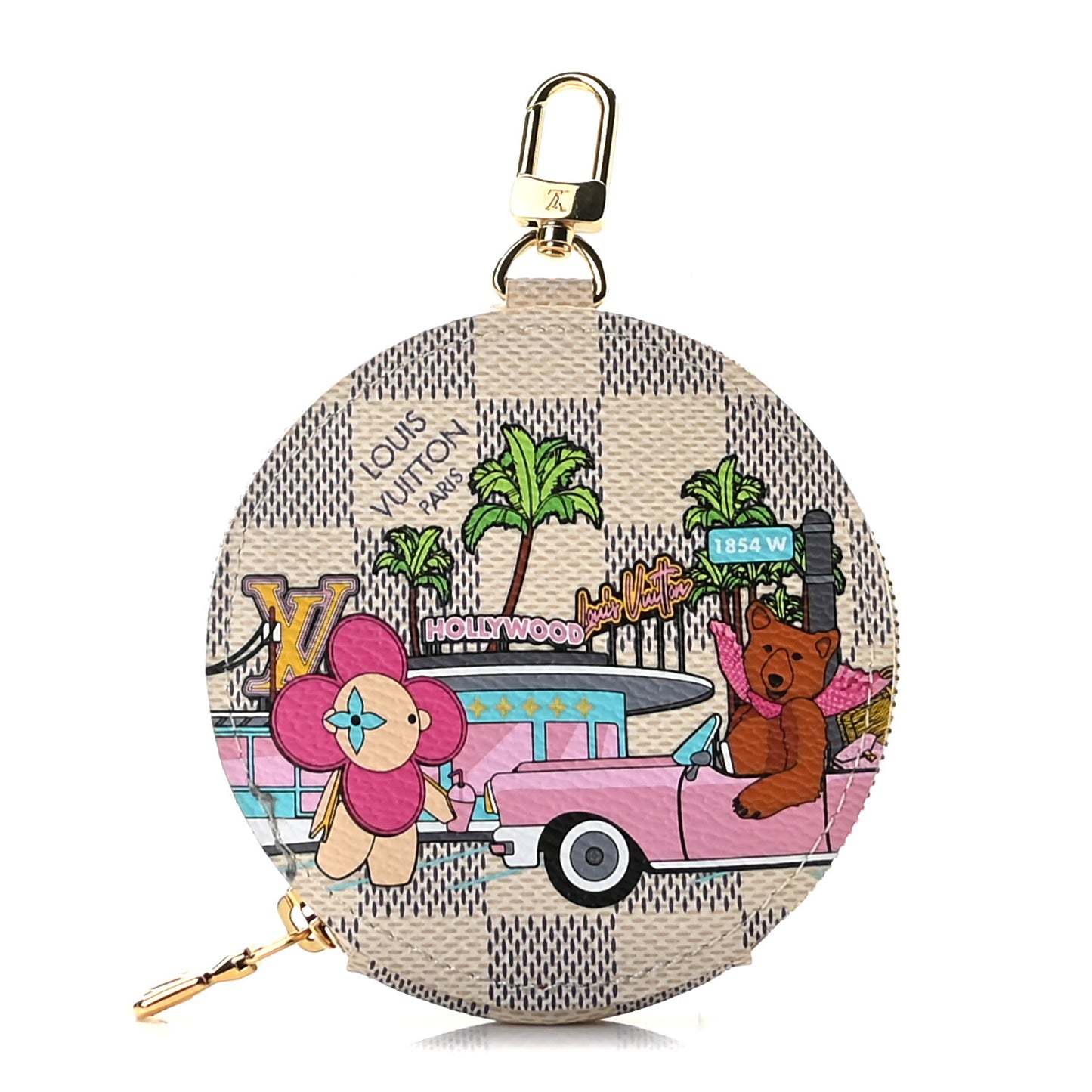 Damier Azur 2021 Christmas Animation Hollywood Bag Charm Fuchsia