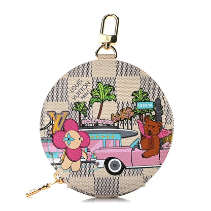 Louis Vuitton Damier Azur 2021 Christmas Animation Hollywood Bag Charm Fuchsia 1 of 9