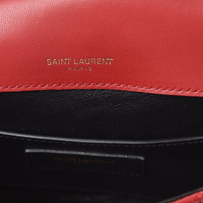 Saint Laurent Lambskin Matelasse Monogram Small Vicky Chain Bag Red 6 of 10