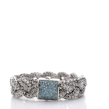 John Hardy Sterling Silver Blue Topaz Braided Classic Chain Clasp Bracelet L 3 of 5