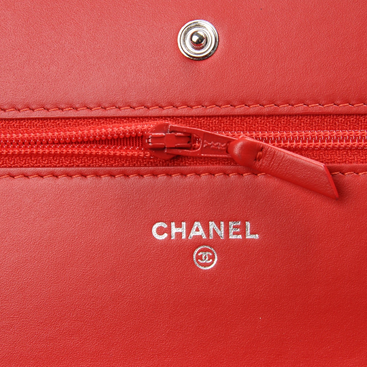 Chanel Patent Calfskin Chevron Quilted Wallet On Chain WOC Red 6 of 8