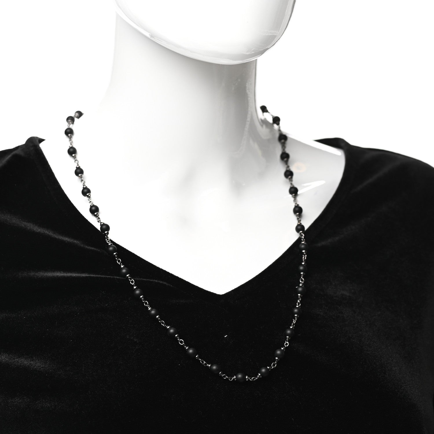 David Yurman Sterling Silver Black Onyx 6.5mm Spiritual Beads Necklace 2 of 5