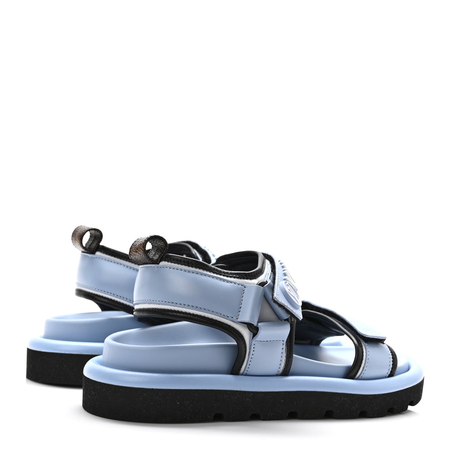 Calfskin Pool Pillow Flat Comfort Sandals 36 Blue