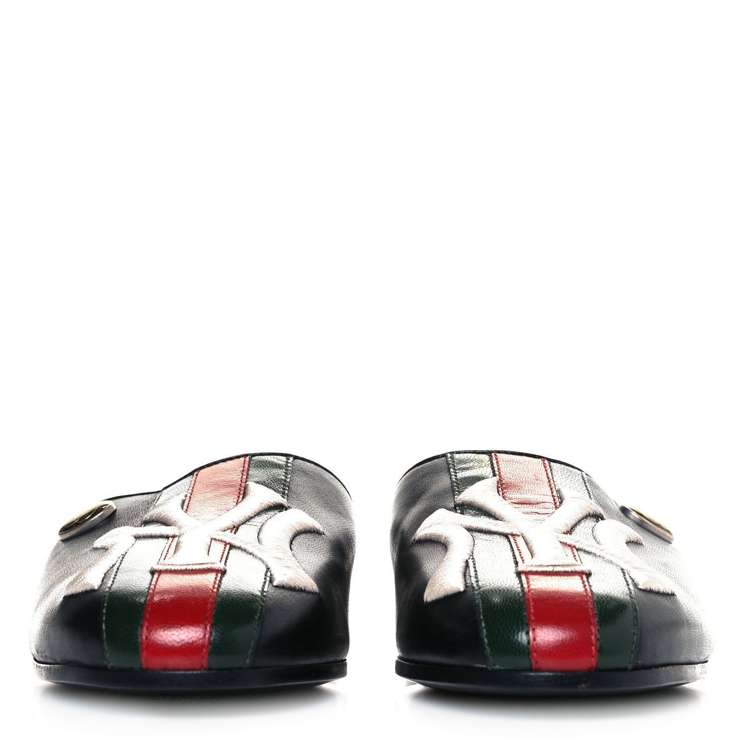 Gucci X MLB Lambskin NY Yankees Embroidered Womens GG Slippers 36 Black 2 of 6