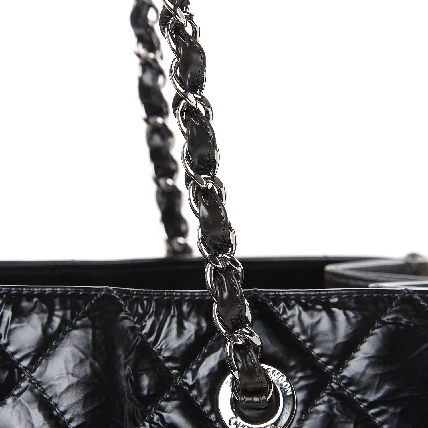 Chanel Aged Glazed Nylon Quilted Shopping Tote Dark Grey 20 of 23