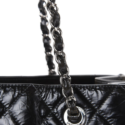 Chanel Aged Glazed Nylon Quilted Shopping Tote Dark Grey 20 of 23