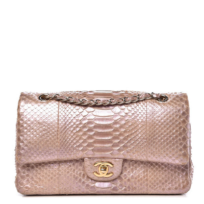 Chanel Metallic Python Medium Double Flap Pink 1 of 9