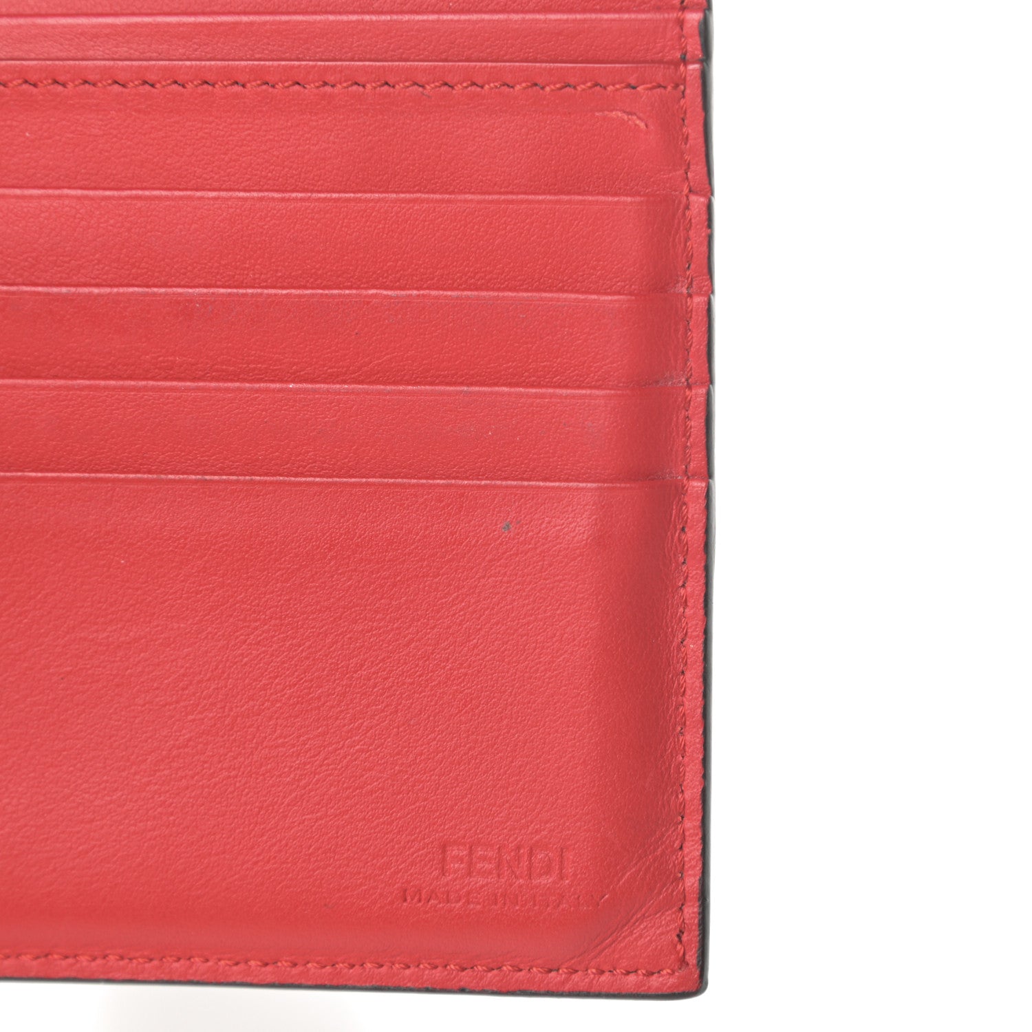 Fendi Vitello Century Monster Eyes Inlay Bi-Fold Wallet Black Giallo Rosso 8 of 8