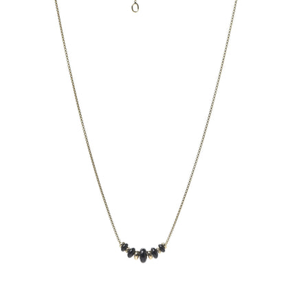 David Yurman 18K Yellow Gold Black Onyx Rio Rondelle Short Station Necklace 1 of 5