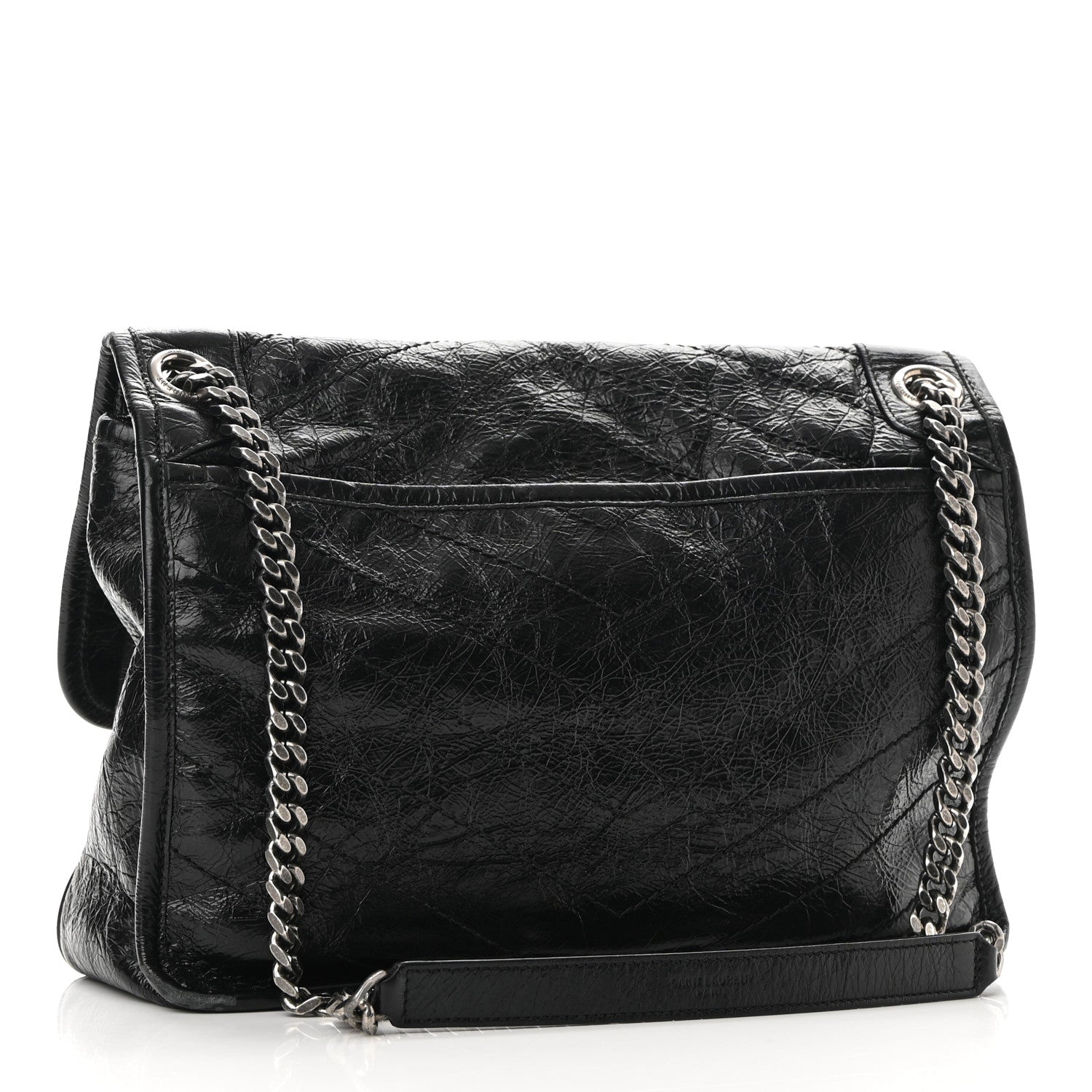 Saint Laurent Crinkled Calfskin Matelasse Monogram Medium Niki Chain Satchel Black 3 of 12