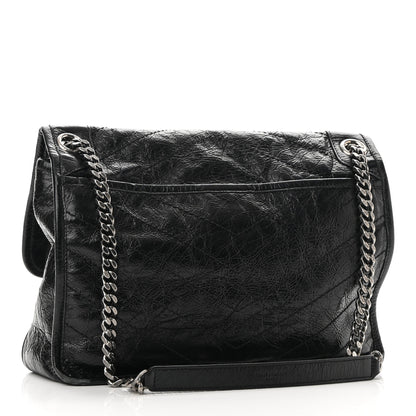 Saint Laurent Crinkled Calfskin Matelasse Monogram Medium Niki Chain Satchel Black 3 of 12