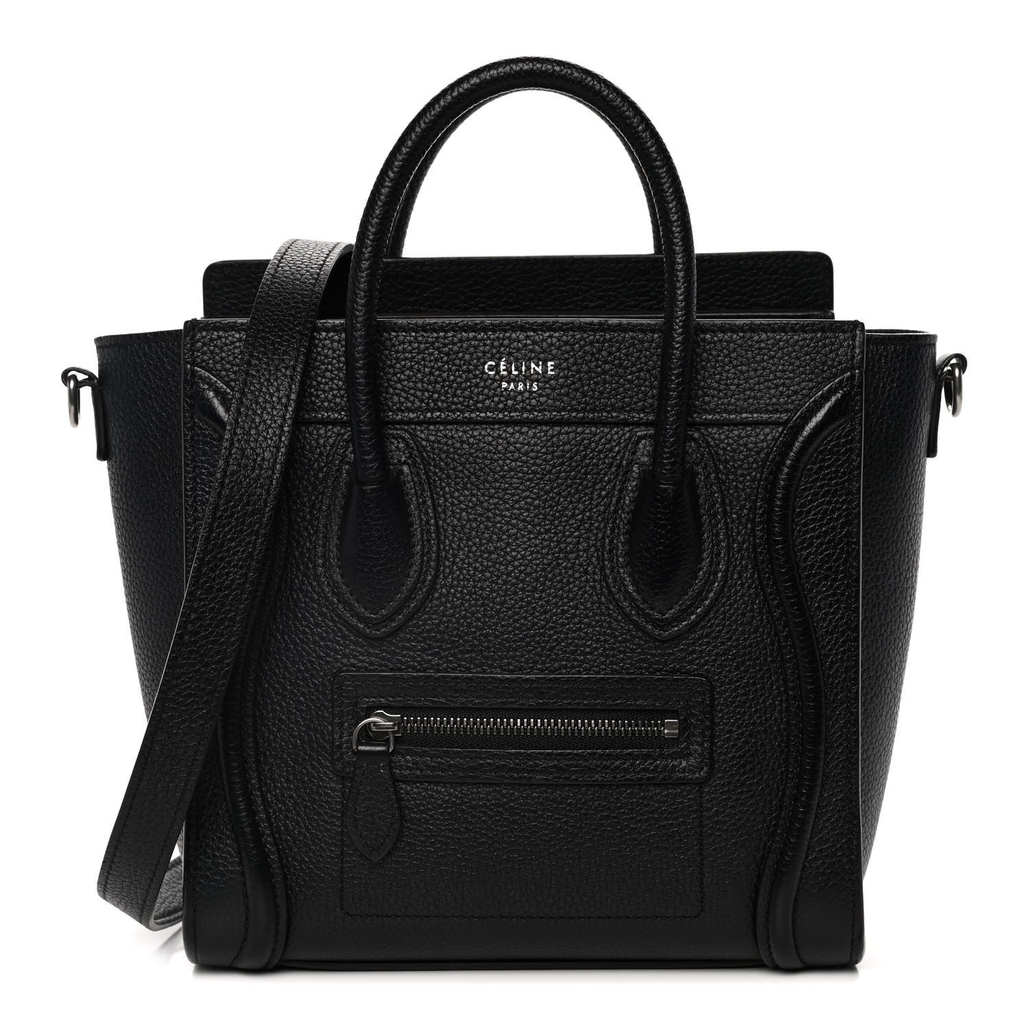 Celine Drummed Calfskin Nano Luggage Black 1 of 21