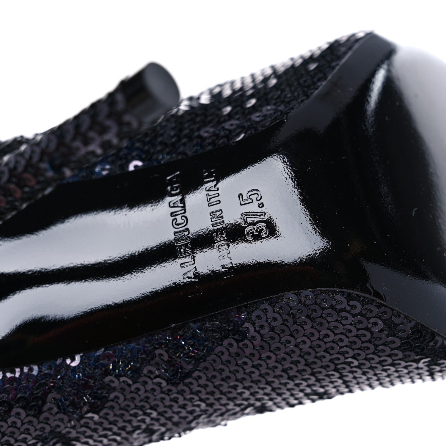 Balenciaga Metallic Sequin Spandex Pointy Toe Knife Booties 37.5 Navy 8 of 8
