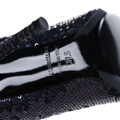 Balenciaga Metallic Sequin Spandex Pointy Toe Knife Booties 37.5 Navy 8 of 8