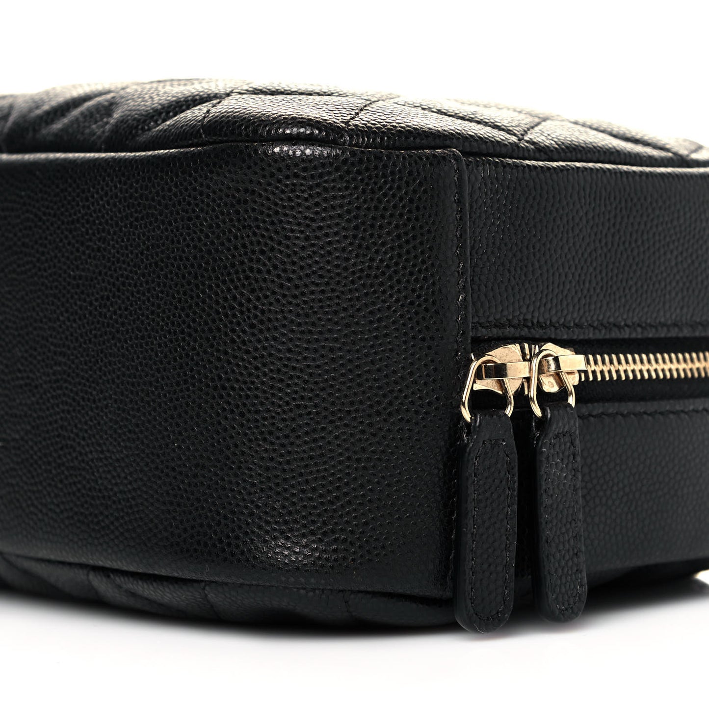 Caviar Quilted Curvy Pouch Cosmetic Case Black