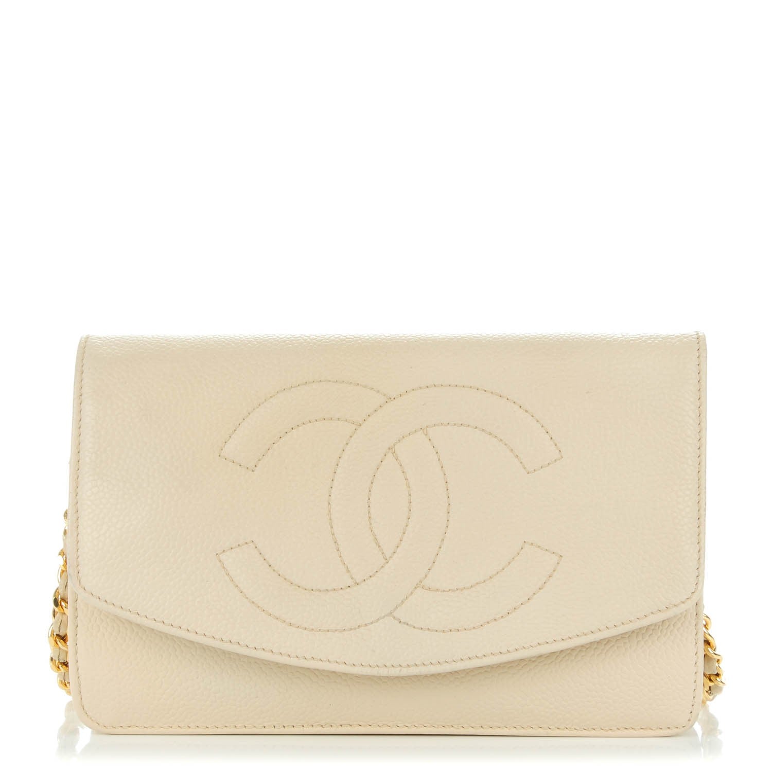 Chanel Caviar Timeless CC Wallet On Chain WOC Beige Clair 1 of 10
