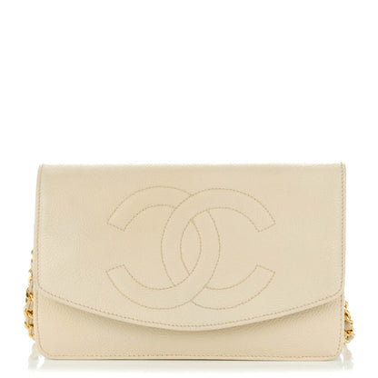 Chanel Caviar Timeless CC Wallet On Chain WOC Beige Clair 1 of 10