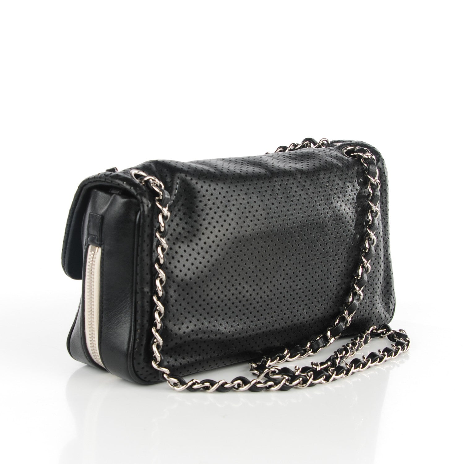Chanel Lambskin Perforated Medium Baseball Spirit Flap Black 3 of 8