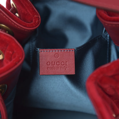 Gucci Velvet Matelasse GG Marmont Bucket Bag Hibiscus Red 6 of 10