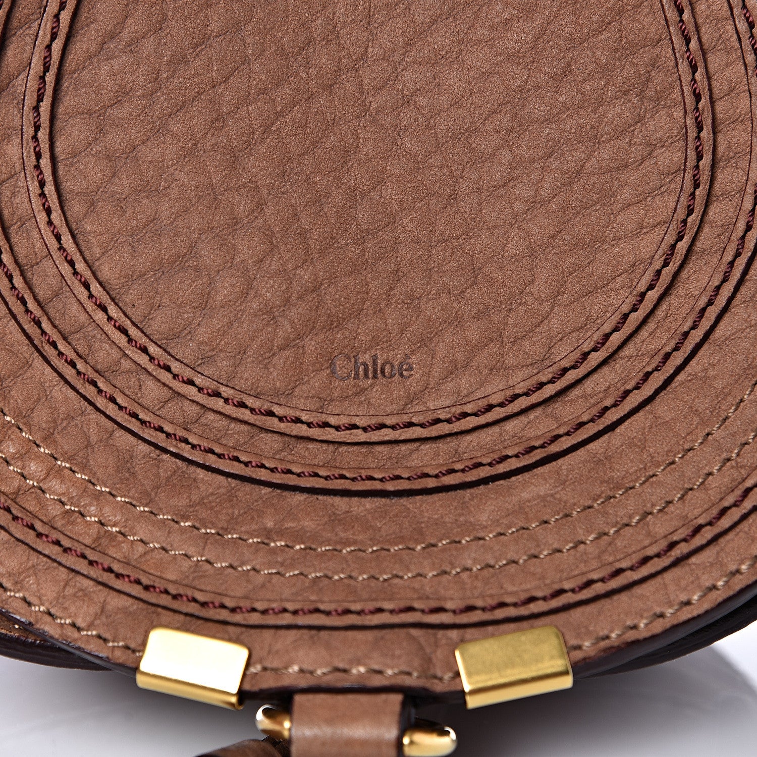 Chloe Nubuck Calfskin Mini Marcie Round Crossbody Bag Nut 9 of 12
