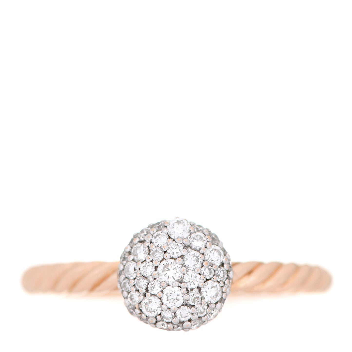 18K Rose Gold Diamond Petite Pave Round Ring 54 7