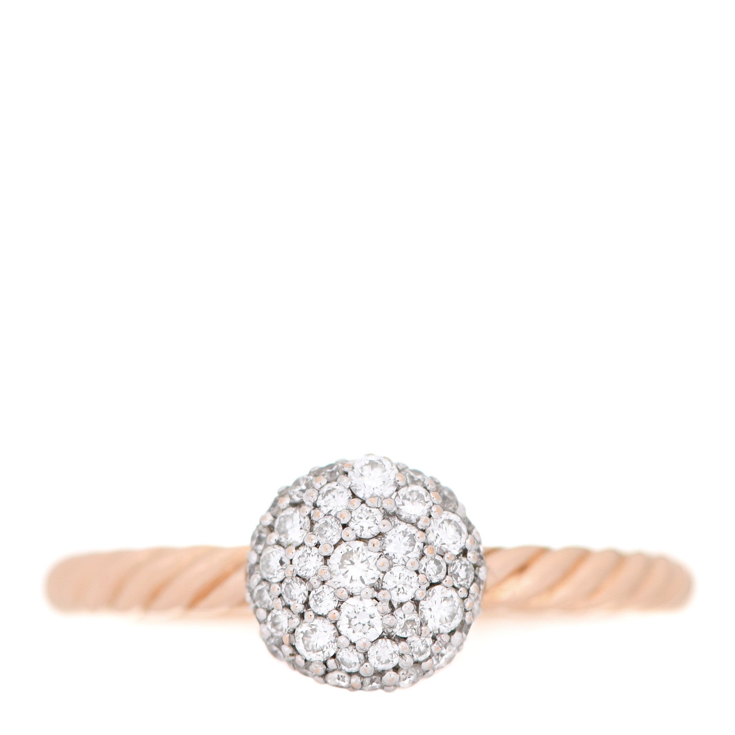 David Yurman 18K Rose Gold Diamond Petite Pave Round Ring 54 7 1 of 4