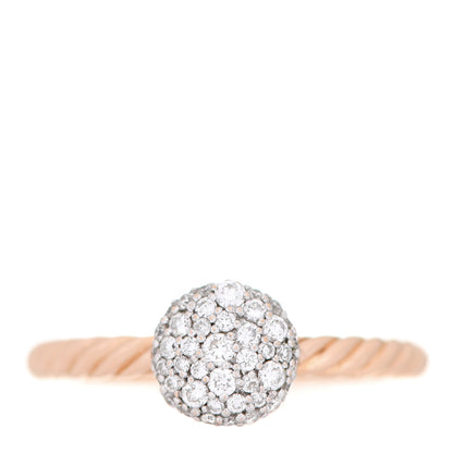 David Yurman 18K Rose Gold Diamond Petite Pave Round Ring 54 7 1 of 4