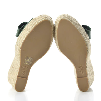 Valentino Garavani Patent Mena Bow Espadrille Wedges 39 Green 5 of 8
