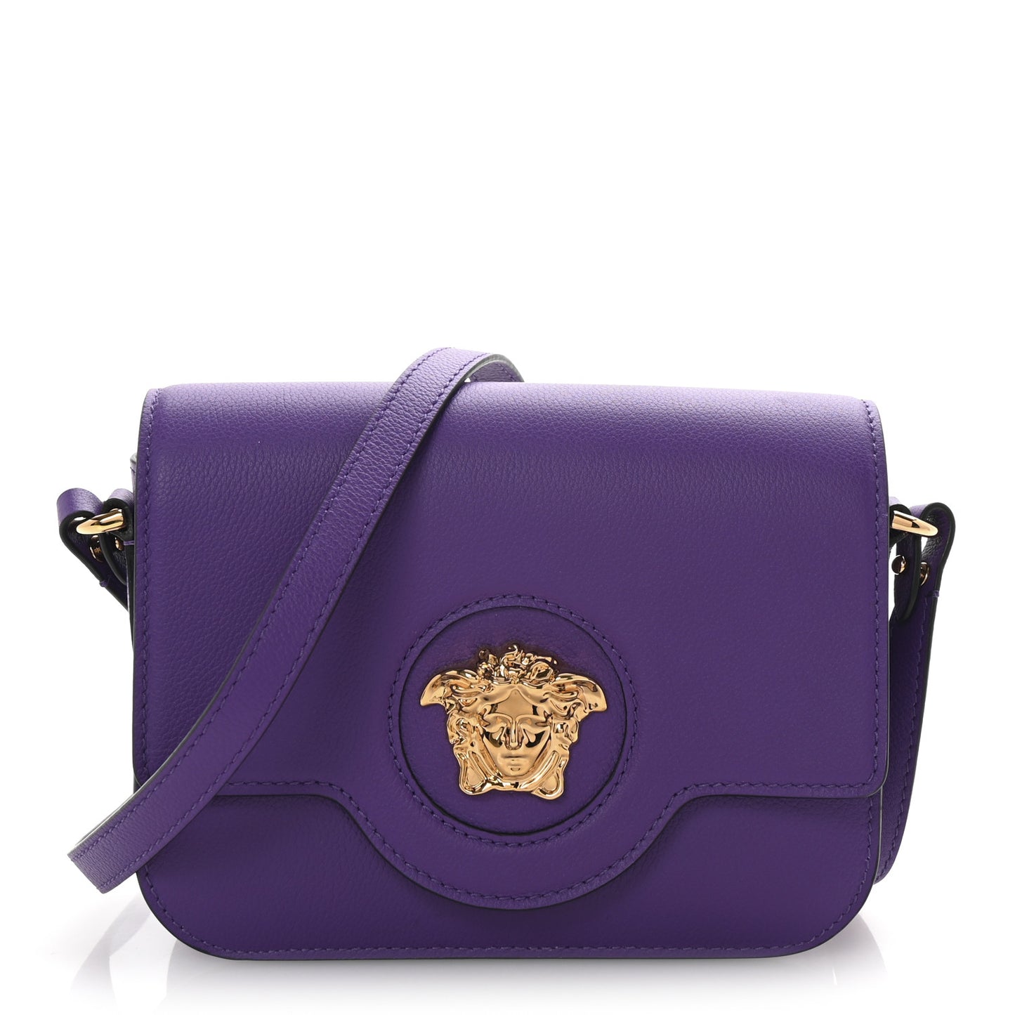Grained Calfskin La Medusa Flap Shoulder Bag Dark Orchid