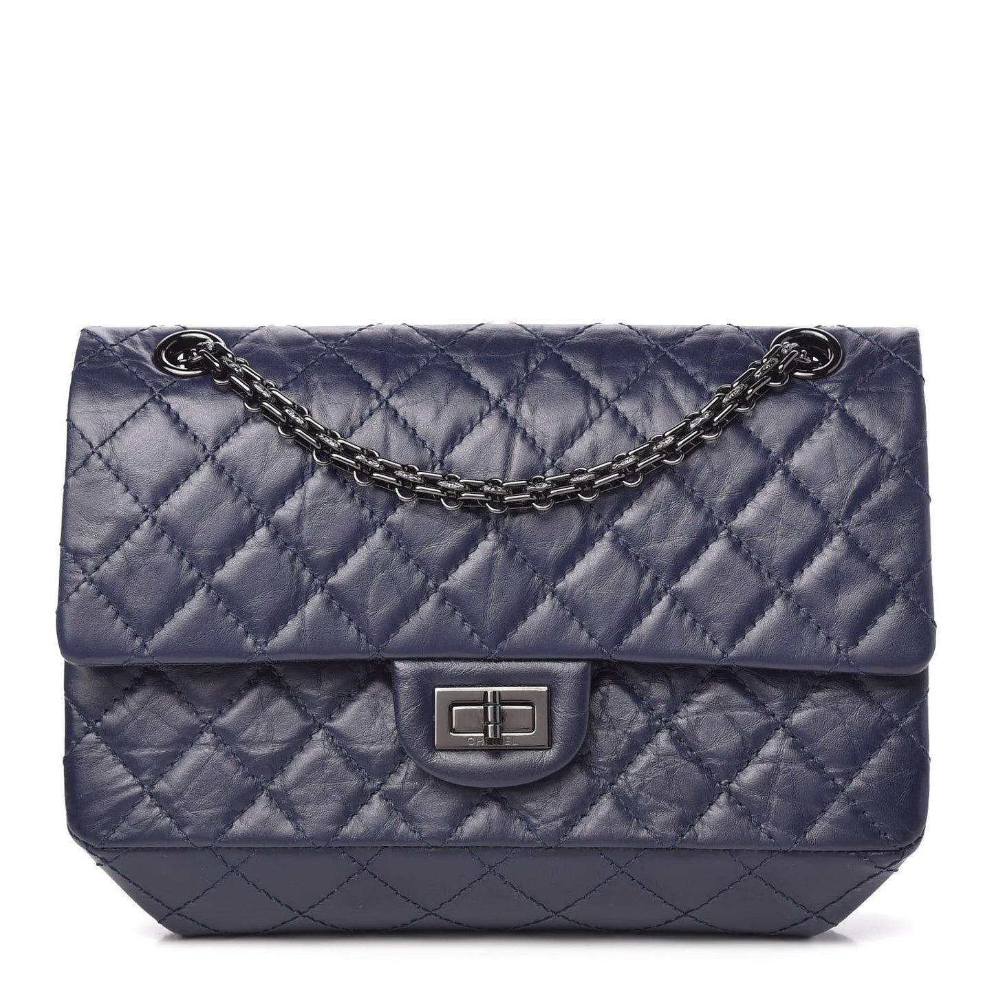 Aged Calfskin Quilted 2.55 Reissue 225 Flap Navy