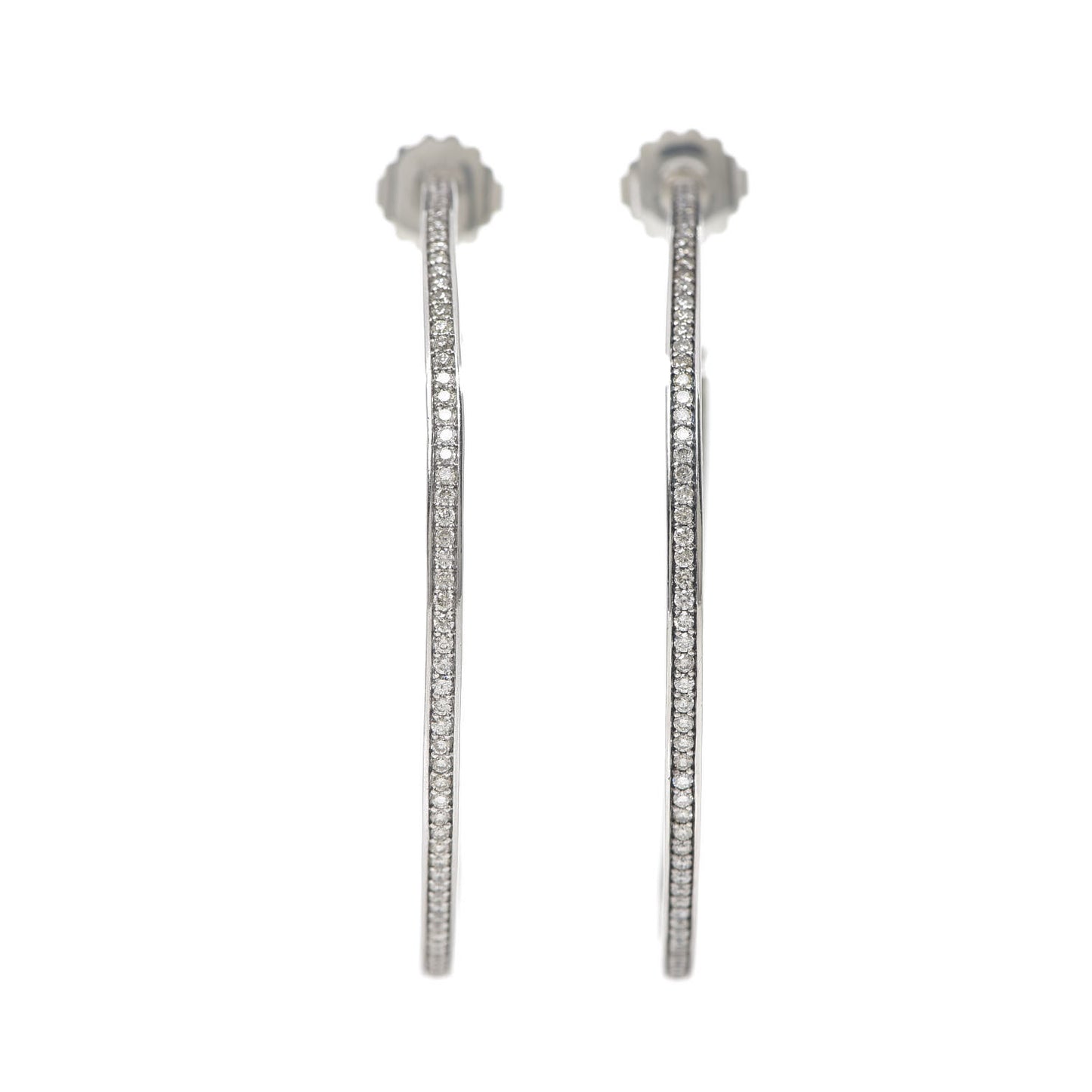 Sterling Silver Diamond Large Inside Out Cable Hoop Earrings