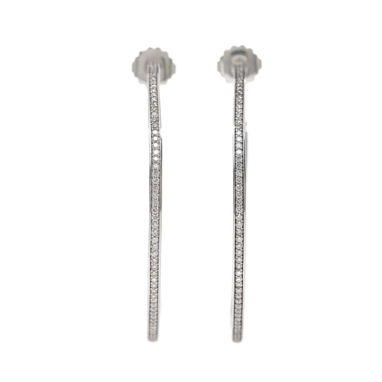 David Yurman Sterling Silver Diamond Large Inside Out Cable Hoop Earrings 1 of 4