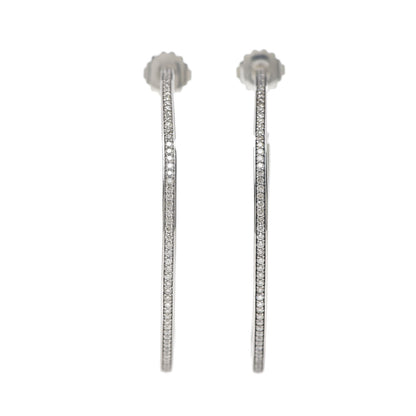 David Yurman Sterling Silver Diamond Large Inside Out Cable Hoop Earrings 1 of 4