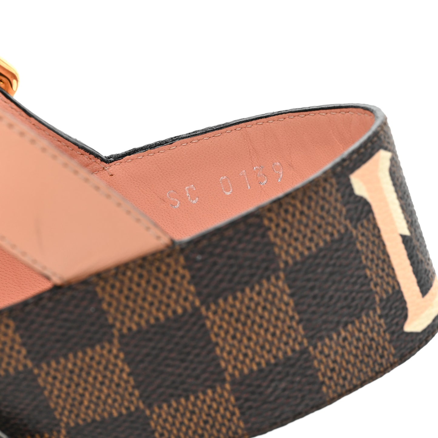 Calfskin Damier Ebene Passenger Heeled Sandals 40 Venus Pink