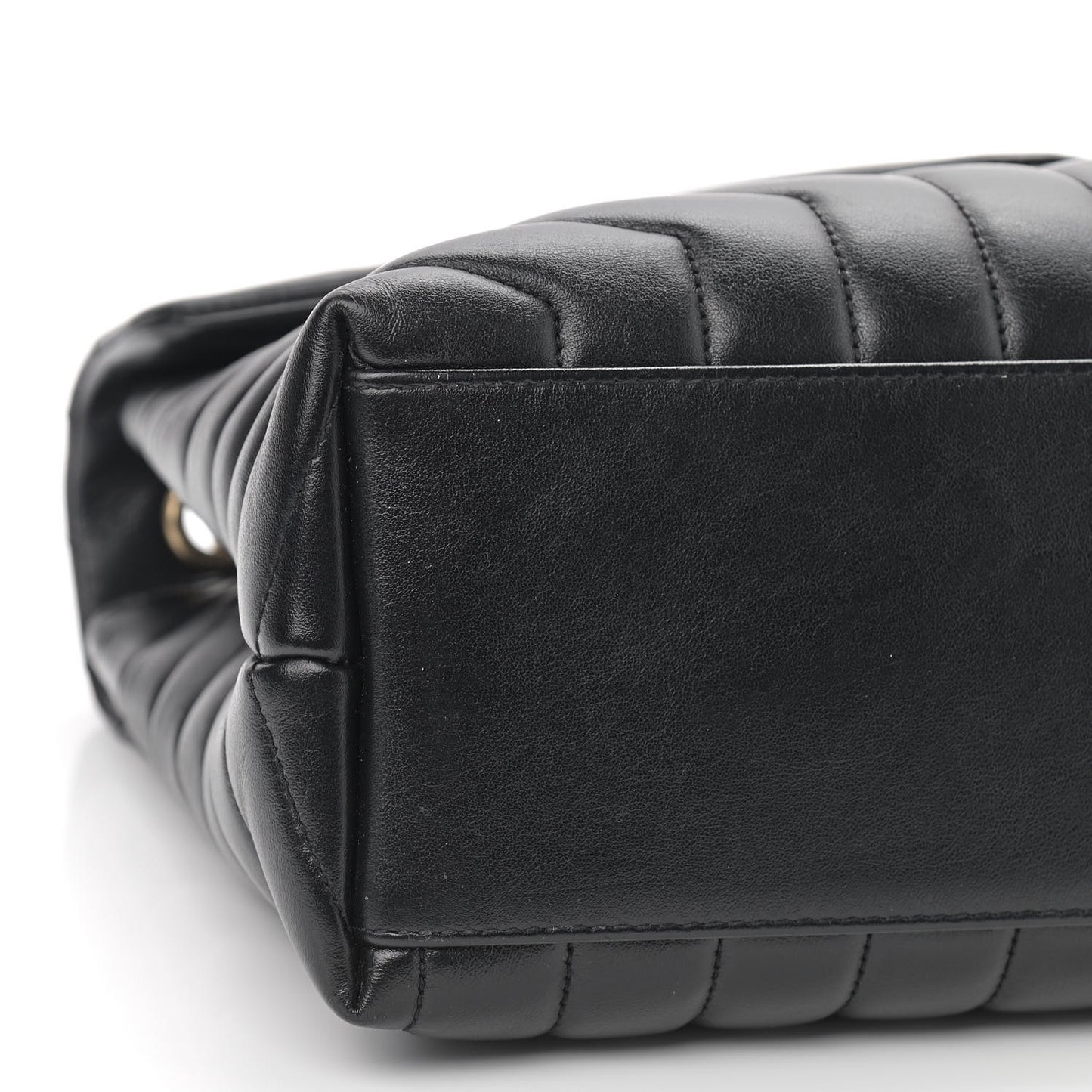 Calfskin Y Quilted Monogram Medium Loulou Chain Satchel Black