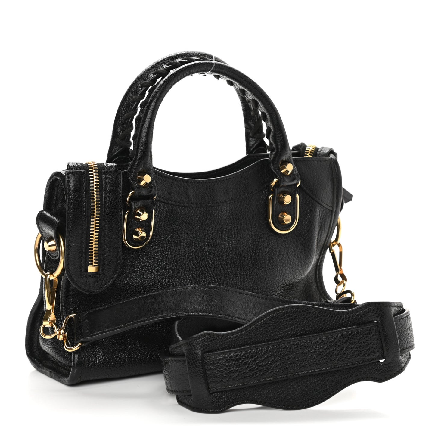 Chevre Gold Metallic Edge Hardware Mini City Black