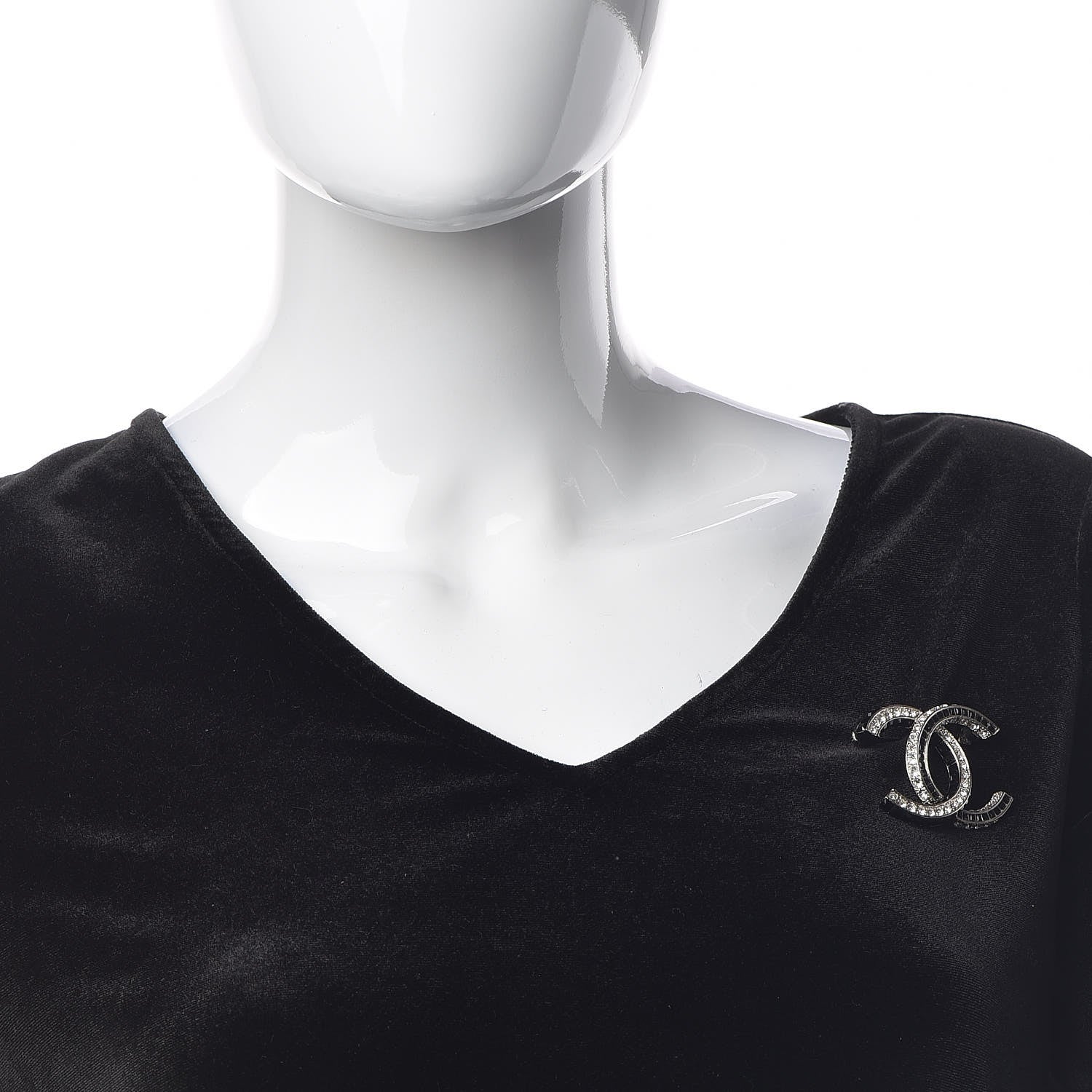 Chanel Baguette Crystal CC Brooch Silver Black 2 of 5
