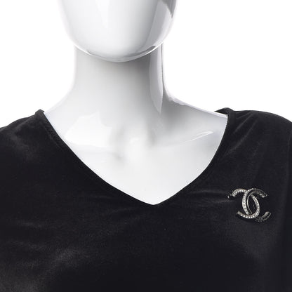Chanel Baguette Crystal CC Brooch Silver Black 2 of 5