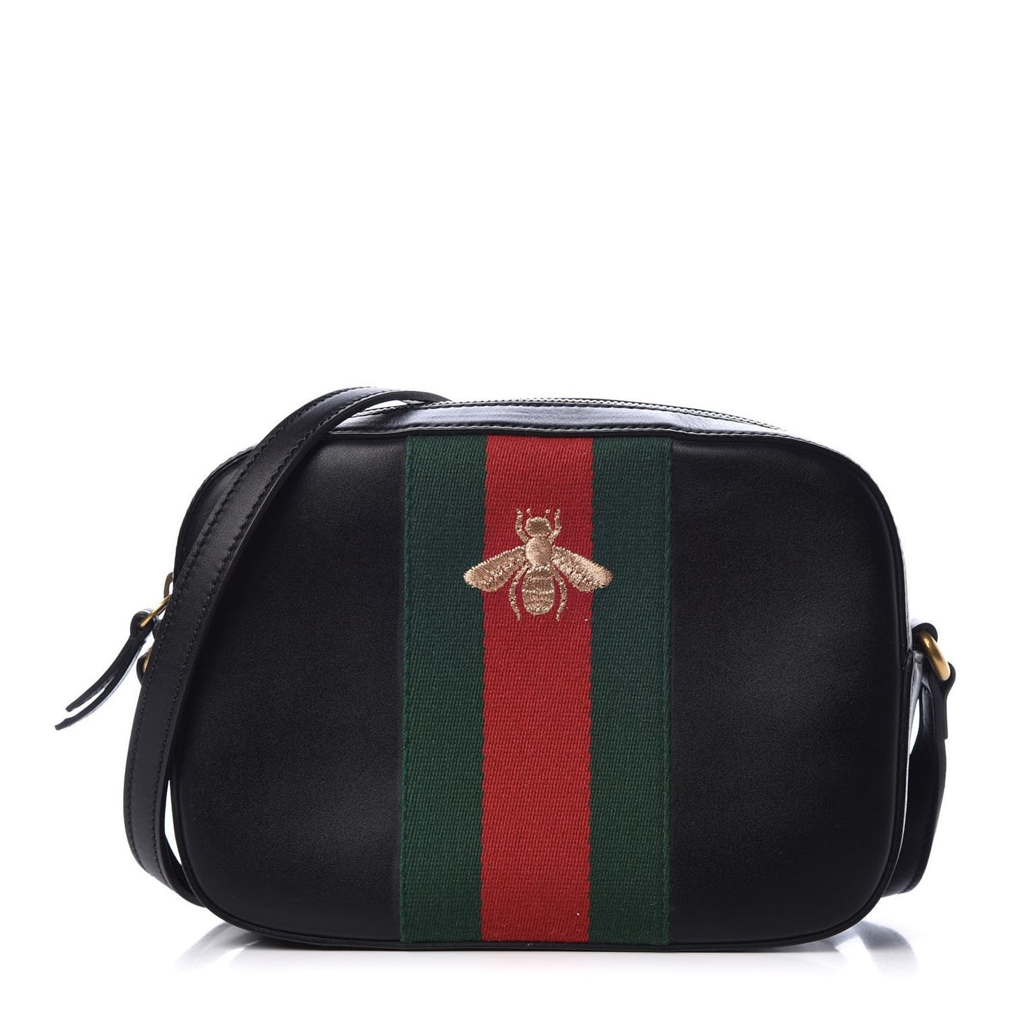 Calfskin Web Small Webby Bee Shoulder Bag Black