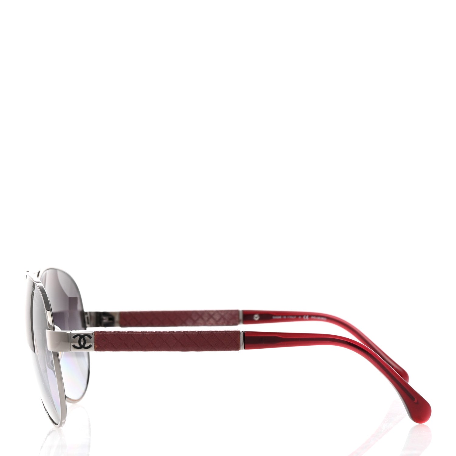 Chanel Lambskin Quilted CC Aviator Sunglasses 4195-Q Burgundy 3 of 8