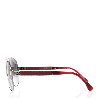 Chanel Lambskin Quilted CC Aviator Sunglasses 4195-Q Burgundy 3 of 8