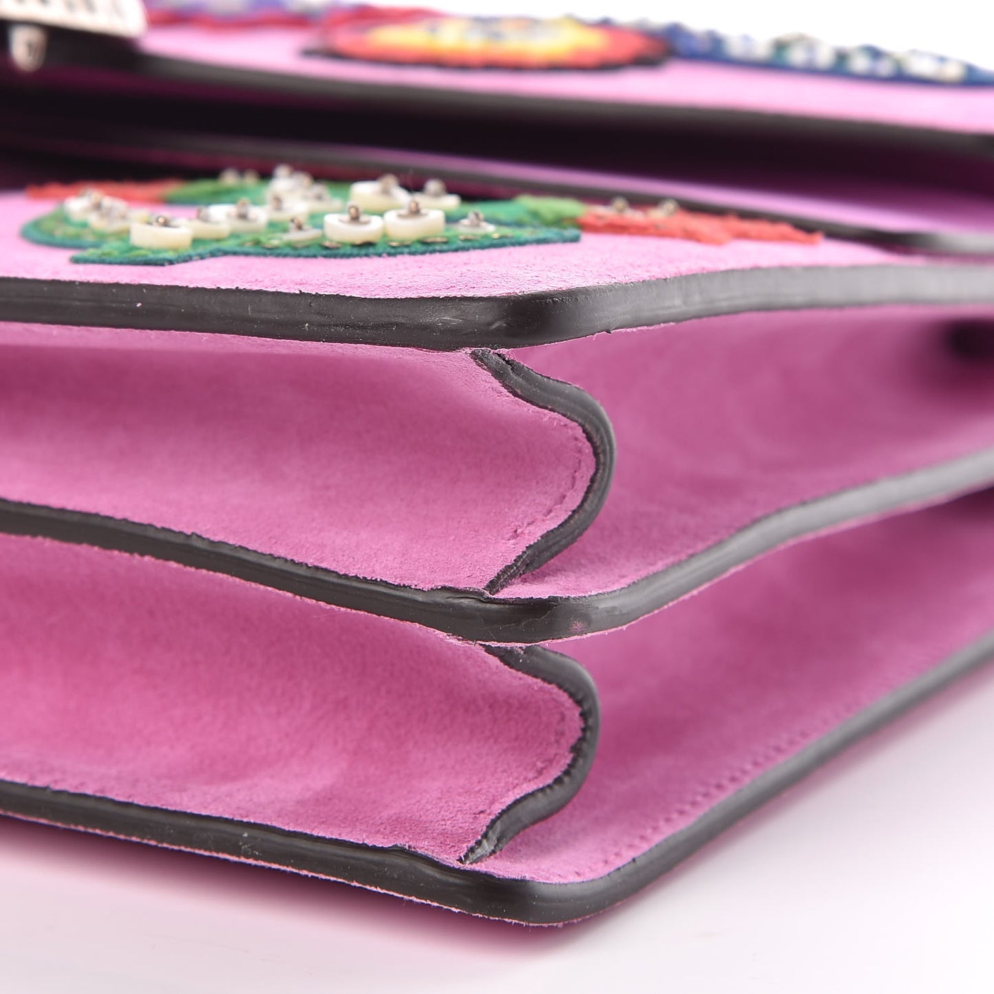 Suede Cudu Embroidered Medium Dionysus Shoulder Bag Candy Mousse Multicolor