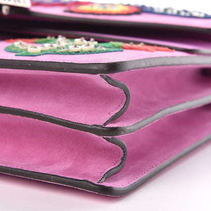 Gucci Suede Cudu Embroidered Medium Dionysus Shoulder Bag Candy Mousse Multicolor 6 of 9
