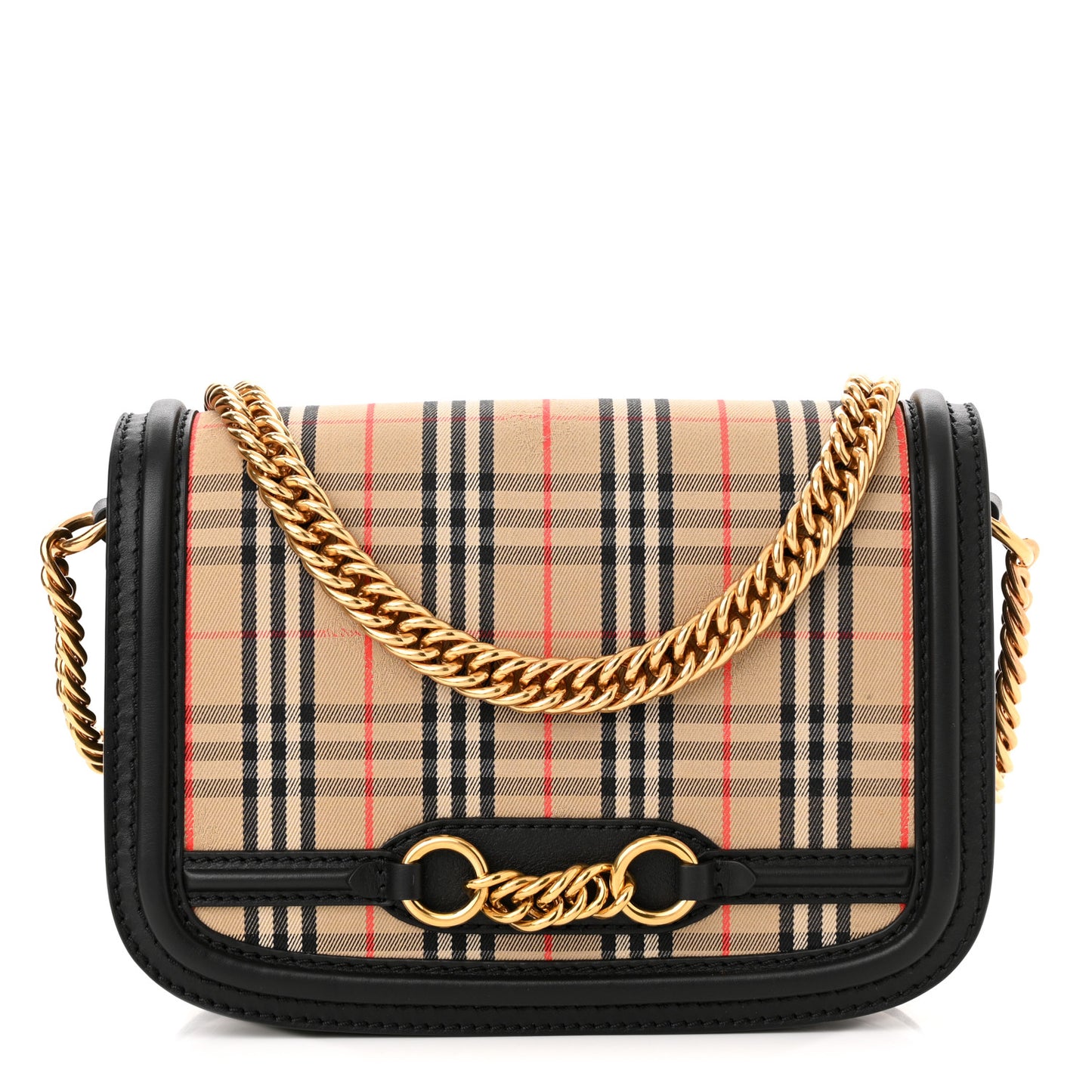 Smooth Calfskin 1983 Knight Check Link Shoulder Bag Black