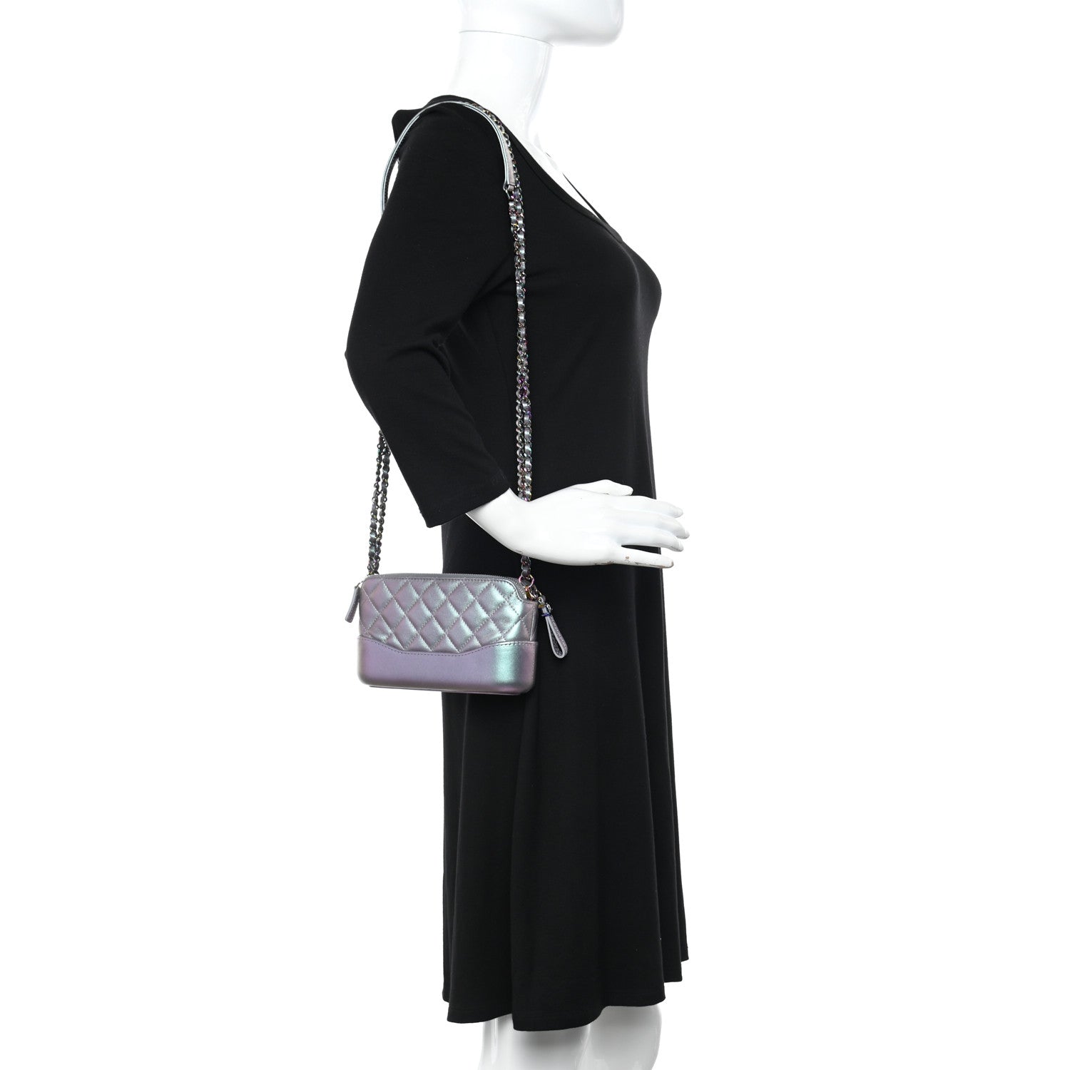 Chanel Iridescent Lambskin Calfskin Quilted Small Gabrielle Clutch With Chain Light Purple 2 of 13
