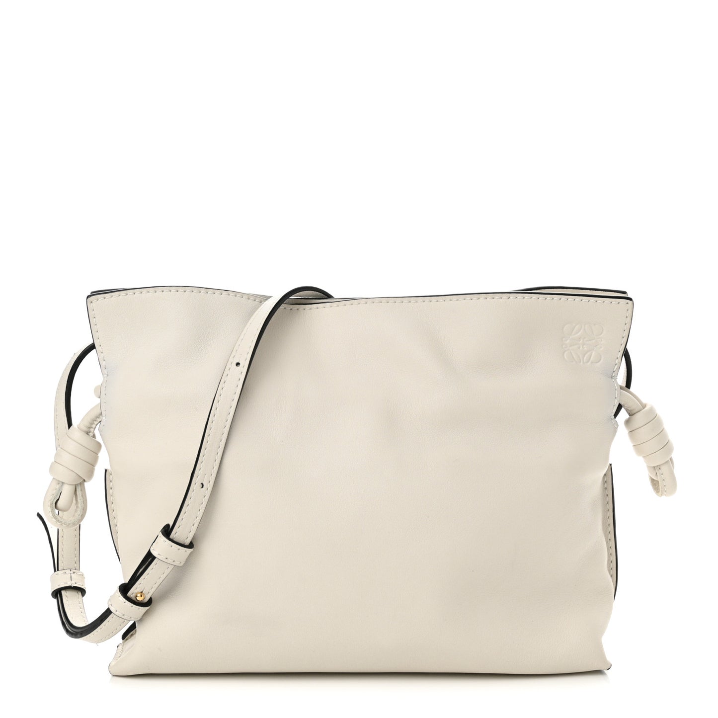 Calfskin Mini Flamenco Knot Clutch Angora