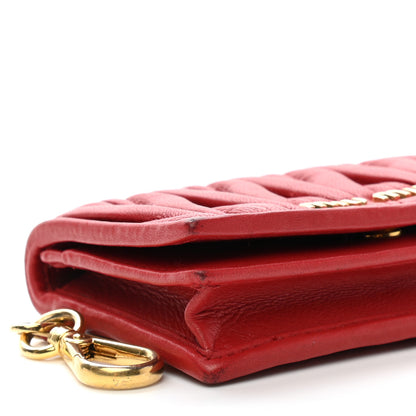 Miu Miu Nappa Matelasse Flap Card Holder Key Ring Fuoco 6 of 11