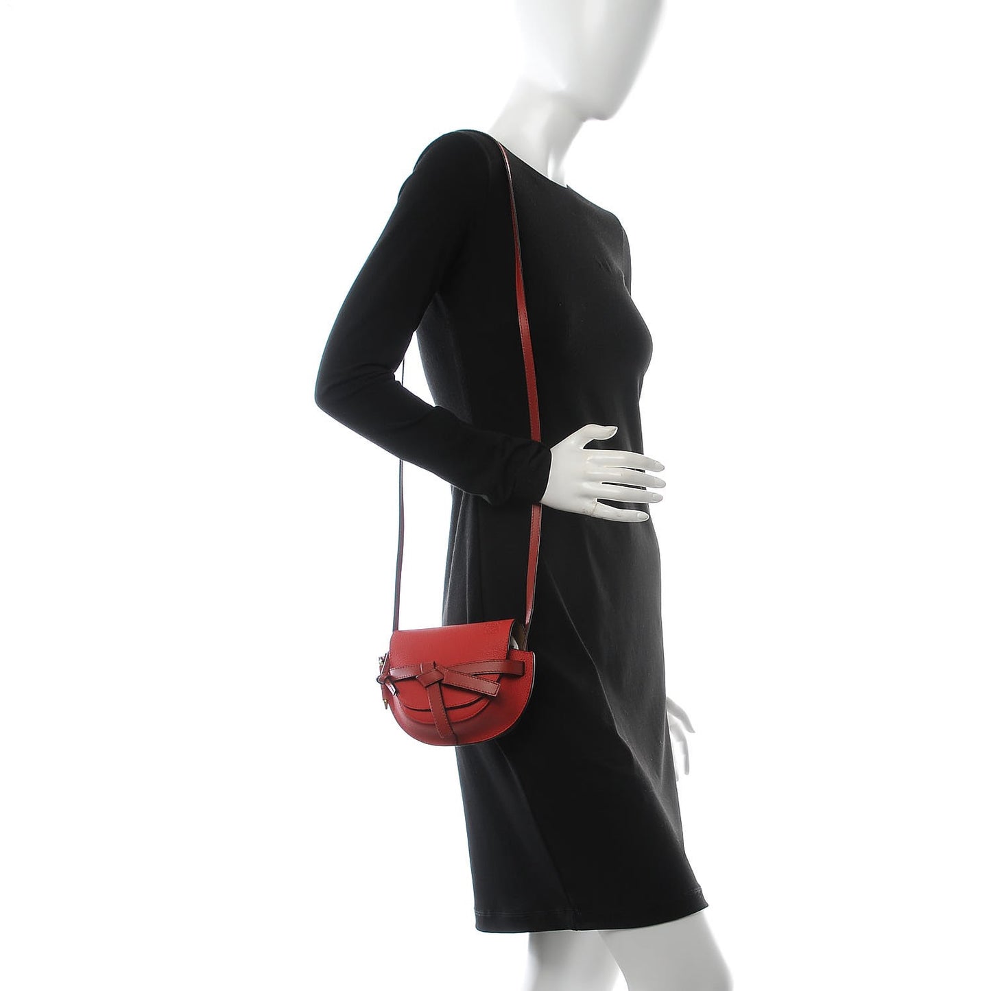 Grained Calfskin Mini Gate Crossbody Bag Scarlet Burnt Red